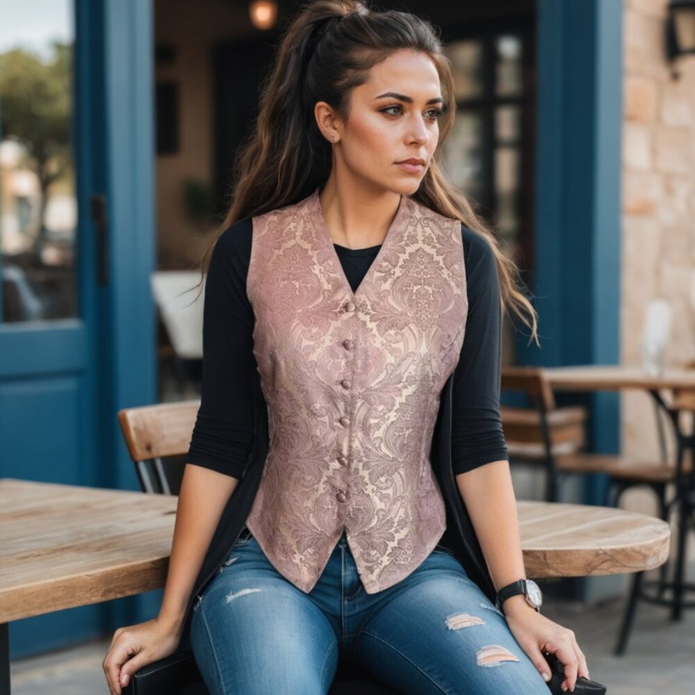 Vintage Emanuel Ungaro Blush Pink Floral Silk Gilet